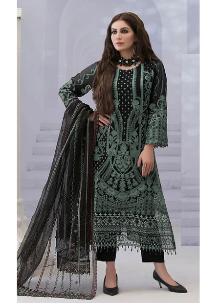 Sitarah 911 Heavy Faux Georgette With Embroidery Work Top With Bottom Dupatta Bulk Orders In India